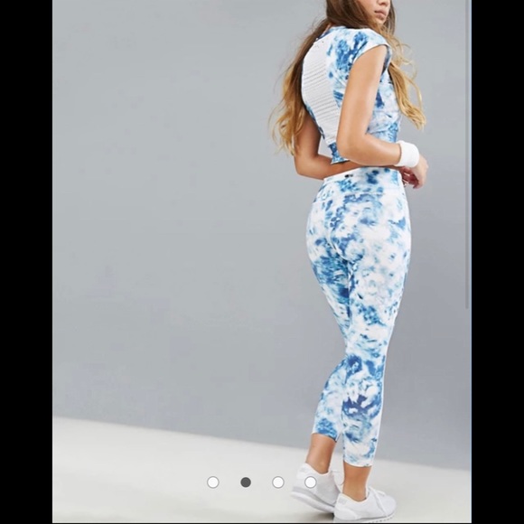 Seafolly Tie Dye Legging Blue White Zip Pockets Size Medium M - Picture 3 of 9